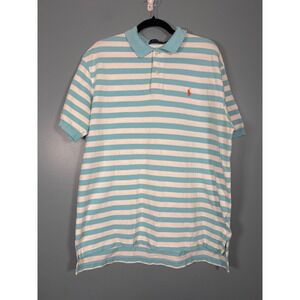 Polo Ralph Lauren Mens Striped Short Sleeve Polo Shirt XL Blue White Cotton